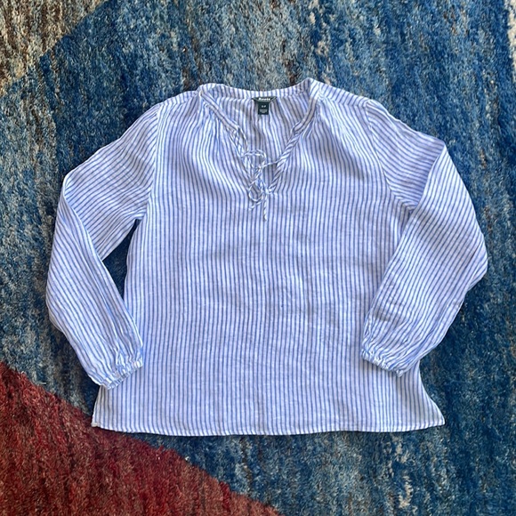 Roots linen striped peasant top NWOT - Picture 1 of 9